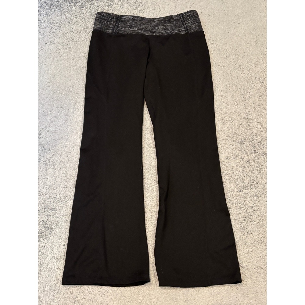 Marika Black Flare Leg Yoga Pants with Space Dye Waistband Size Large